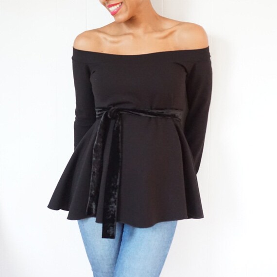 dressy black off the shoulder top