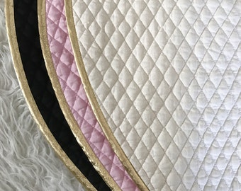 Milestone Baby Mat - Ivory & Gold Mat - Round Baby Play Mat - Lightly Padded Mat - Play Mat Gift - Baby Nursery Decor- Photo Prop -Baby Gift