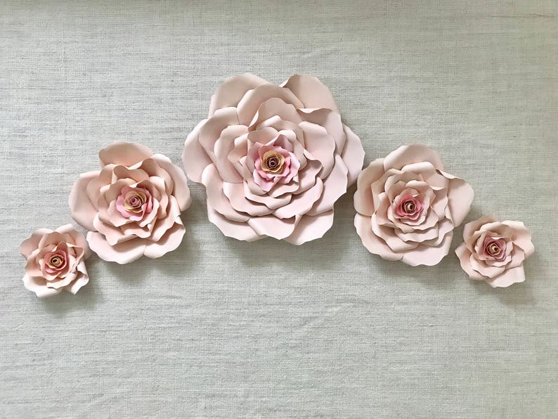 Handmade Paper Flowers Paper Roses Floral Backdrop Baby Shower Flower Backdrop Handmade Paper Roses Party Decor Wedding Roses image 8