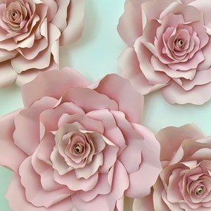 Handmade Paper Flower Set Paper Roses Floral Backdrop Baby Shower Flower Backdrop Handmade Paper Roses Party Decor Wedding Roses image 4