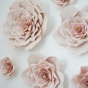 Handmade Paper Flowers Paper Roses Floral Backdrop Baby Shower Flower Backdrop Handmade Paper Roses Party Decor Wedding Roses image 9