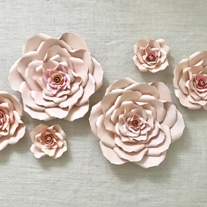 Handmade Paper Flowers Paper Roses Floral Backdrop Baby Shower Flower Backdrop Handmade Paper Roses Party Decor Wedding Roses image 5