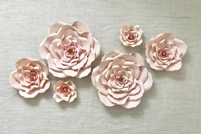 Handmade Paper Flowers Paper Roses Floral Backdrop Baby Shower Flower Backdrop Handmade Paper Roses Party Decor Wedding Roses image 5