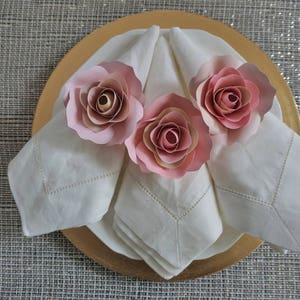 Handmade Paper Flowers Napkin Ring Blush Pink Paper Roses Floral Table Decor Paper Rose Table Setting Babyshower Decor-Wedding Decor image 3
