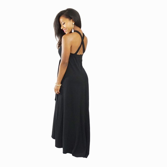 Black Halter Dress - Black Maxi Dress - Glamorous Gown Criss Cross Straps -  Sexy Halter Dress - Classic Black Knit Gown - Knit Maxi Dress - Etsy