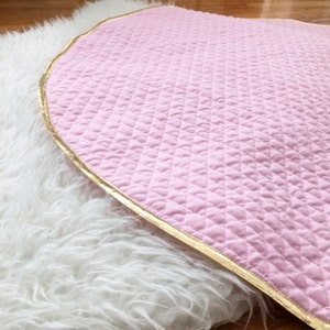 Milestone Baby Mat Pink & Gold Mat Round Baby Play Mat Lightly Padded Mat Play Mat Gift Baby Nursery Decor Photo Prop Baby Gift image 1