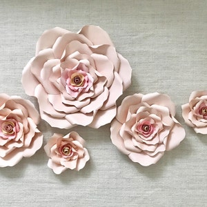 Handmade Paper Flowers Paper Roses Floral Backdrop Baby Shower Flower Backdrop Handmade Paper Roses Party Decor Wedding Roses image 6