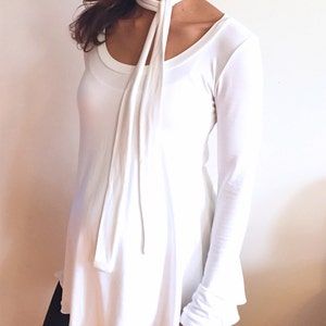 Maternity Shirt White Maternity Tee Shirt Most Comfortable Silk Tee Flared Tee Shirt Fancy Tee Long Sleeve Maternity Tee Shirt image 1