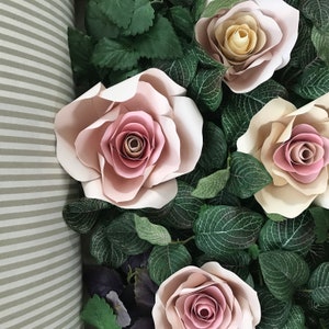 Handmade Paper Flowers Paper Roses Floral Backdrop Baby Shower Flower Backdrop Handmade Paper Roses Party Decor Wedding Roses image 10