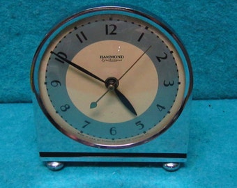 Rare Vintage Hammond Synchronous Electric Alarm Clock With Art