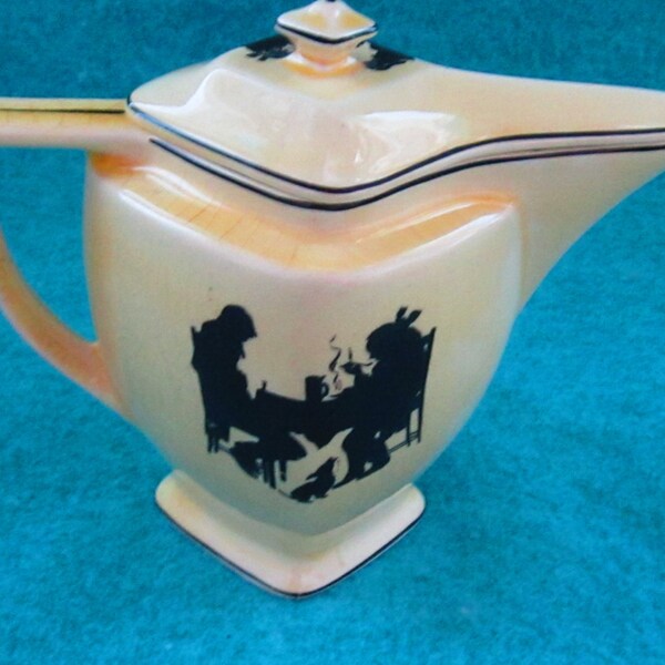 Crooksville Pottery Silhouette Bak-In Ware Jug Covered 8 1/2"