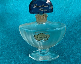 Perfume Bottle With Lid Guerlain Paris Shalimar Baccarat Glass 1/2 Fluid Ounce Bottle 3 1/4" Tall