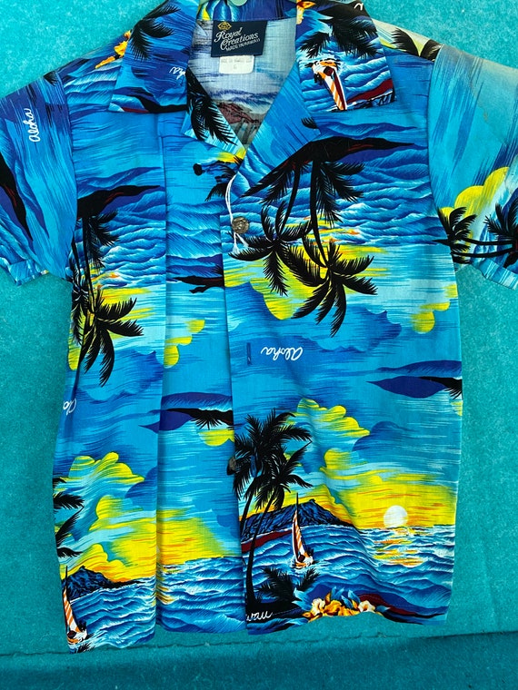 Chemise Hawaïenne Homme Royal Creations - Taille XL, Couleur Sable, Motif Carte D'Hawaï - Neuf Sans étiquettes
