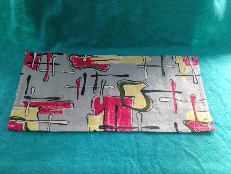 Vintage Bark Cloth Abstract Design Small Bureau Scarf image 1