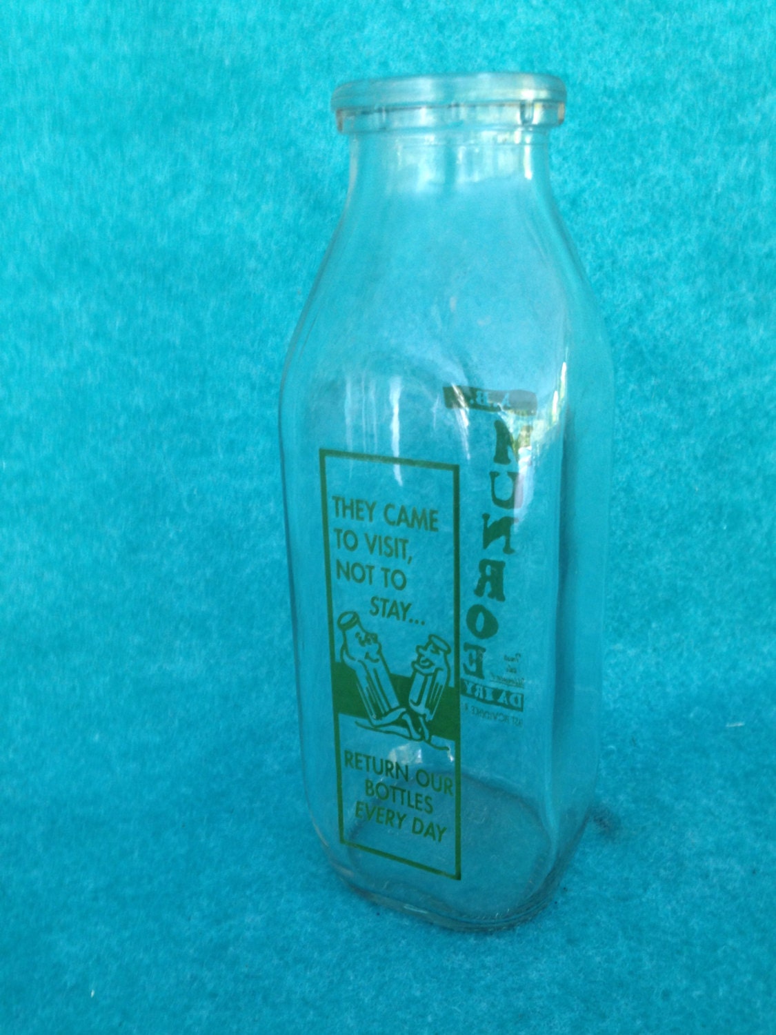 A. B. Munroe Dairy Milk Bottle Set PAIR Green Paint Pint Size Etsy