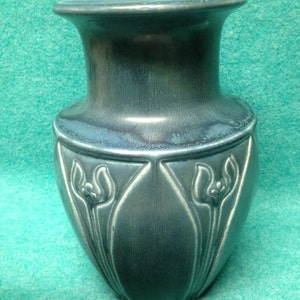 Rookwood Pottery Vase 2413 Matte Blue Flower Buds image 1