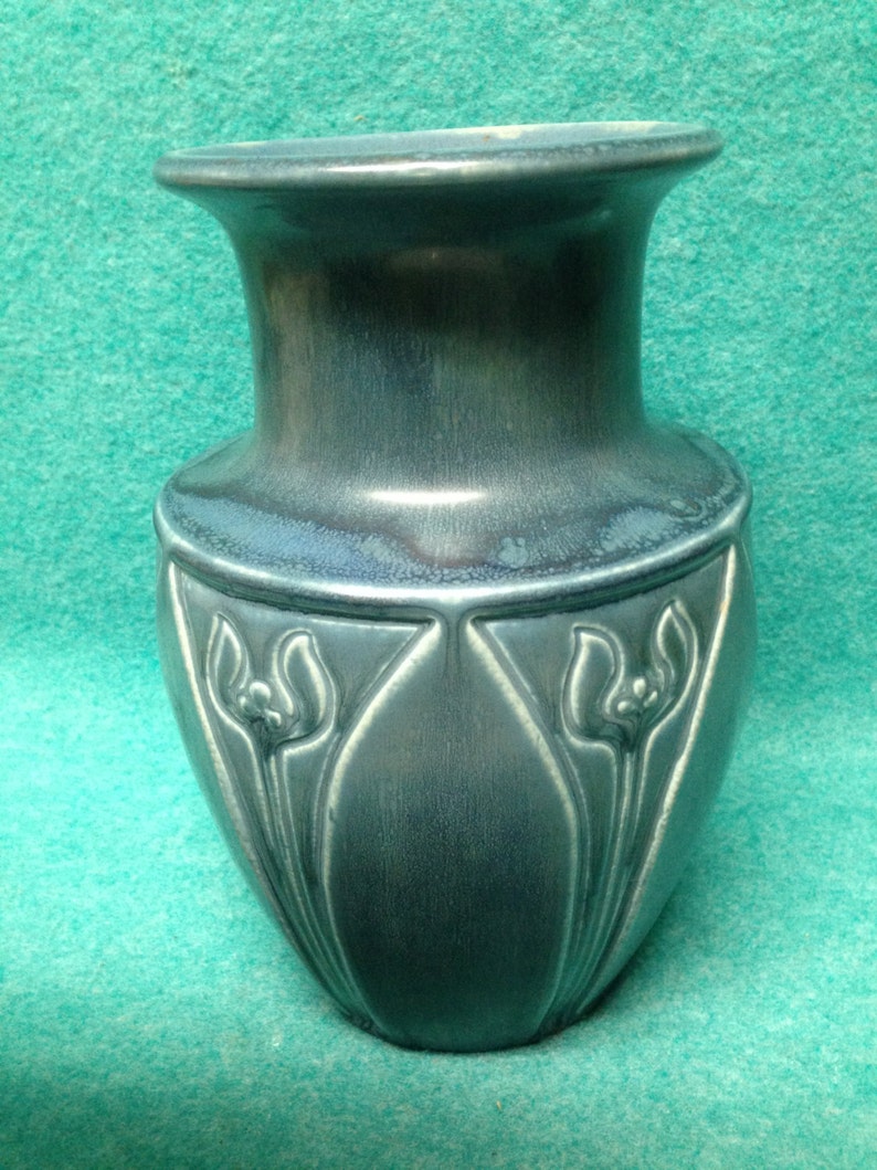 Rookwood Pottery Vase 2413 Matte Blue Flower Buds image 1