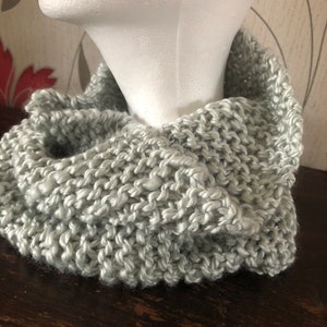 Snood scarfs silver shimmer soft yarn chunky hand knitted