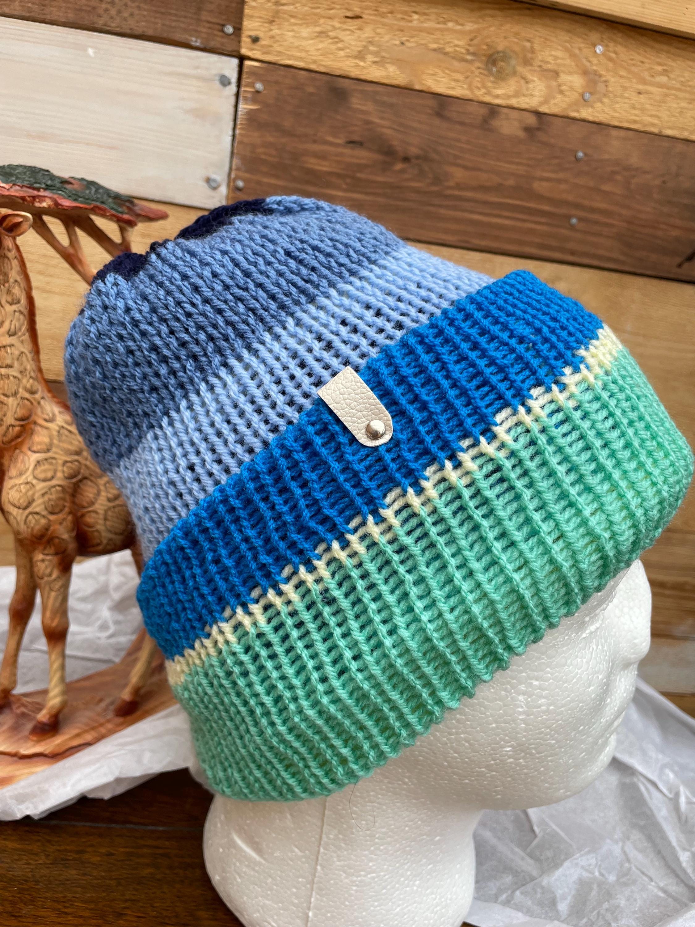 マルチカラー ストライプ ニット帽　ハンドメイド　編み物 分厚い マルチカラー ストライプ ニット帽 ハンドメイド 編み物 分厚い 【公式