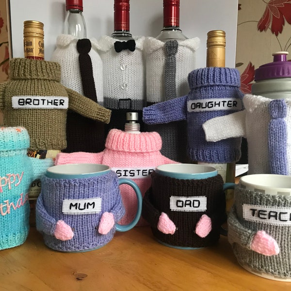 Unique personalised gift / Birthday Gift Mug Cosy, Mug Hug Cozy with arms and moveable hand with hooks to position where you want