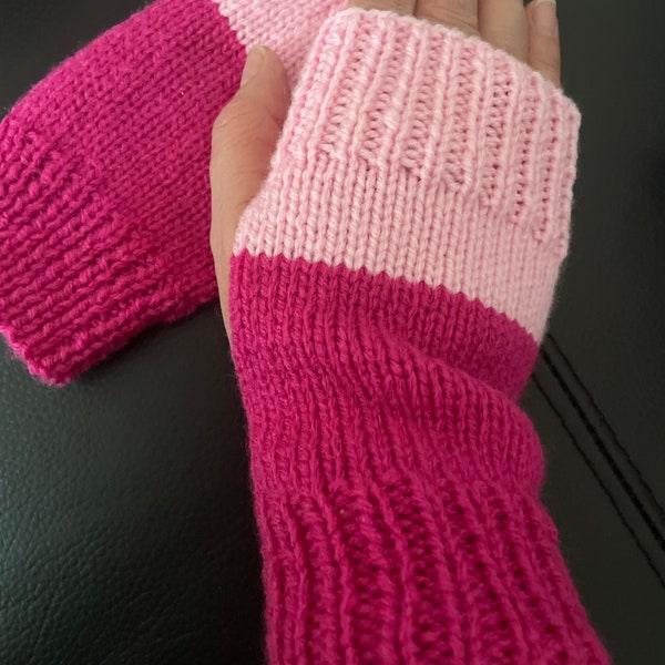 Fingerless gloves hand knitted ladies teenagers one size Cosy friends gift birthday gift