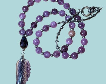 Amethyst Necklace with Fluorite Pendant