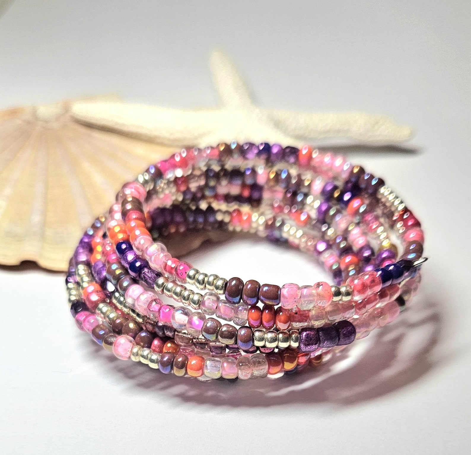 Colorful Seed Bead Memory Wire Bracelet, Tropical Jewelry - Etsy