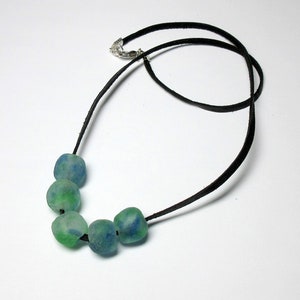 Necklace Handmade in Florida, African Sea Glass Beads Blue and Green Ocean Glass Necklace by BethExpressions