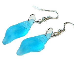 Aqua Blue Sea Glass Conch Shell Earrings, Sea Glass Jewelry, Beach Earrings, Beach Wedding Jewelry by BethExpressions