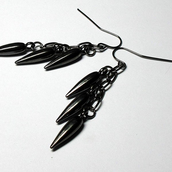 Black Spike Earrings, Steam Punk Jewelry, Biker Earrings, Goth Jewelry by BethExpressions