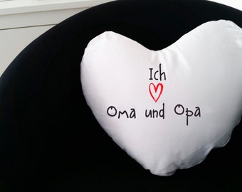 Heart Pillow "I love Grandma and Grandpa"