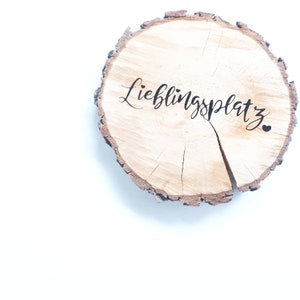 Tree slice with bark and individual lettering image 1
