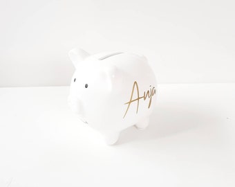 Piggy bank with individual lettering