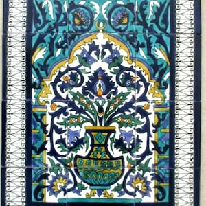 Ceramic tile art Mosaic wall mural Arabesque Antique floral BACKSPLAH 18&quot; x 24&quot;