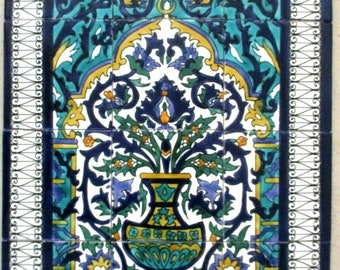 Ceramic tile art Mosaic wall mural Arabesque Antique floral BACKSPLAH 18" x 24"