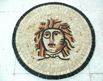 Mosaico de mármol romano hecho a mano Colgante de pared MEDUSA MOSAIQUE