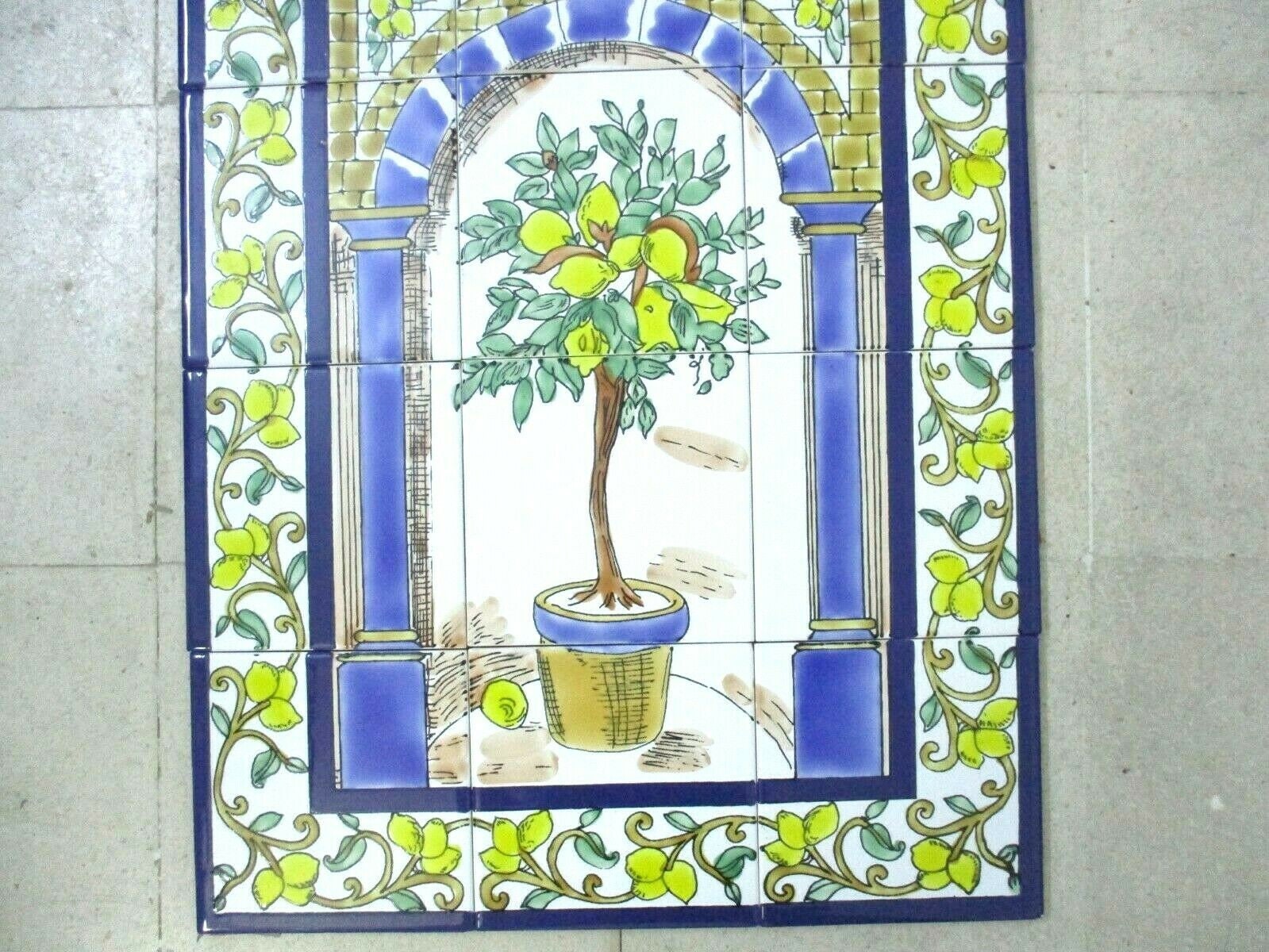 Ceramic Tile Art Mosaic Wall Mural Lemon Tree Floral BACKSPLAH 18 X 24 ...