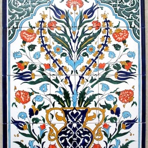 18&quot; x 24&quot;  tile art Mosaic wall mural Arabesque Antique Panel vase floral BACKSPLAH