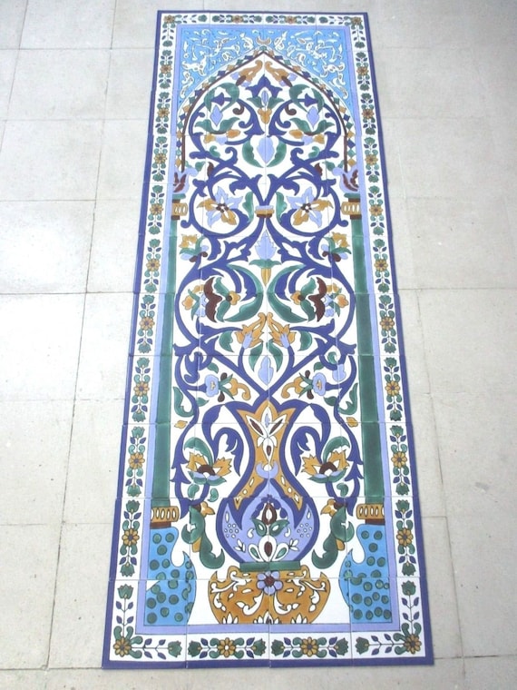 Decorative Handmade Painted Ceramic Tiles Arabic Mural Backsplash