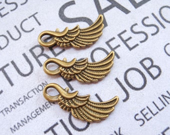 50 pcs of Antique Bronze wing Charms 10mmx25mm