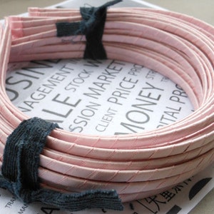 11PCS Pink Plain Satin Covered Headband 5mm Wide