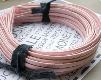 11PCS Pink Plain Satin Covered Headband 5mm Wide