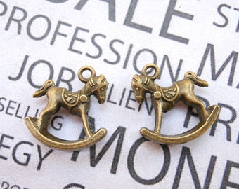 20 piezas de antiguos encantos de caballo de bronce 20x20mm