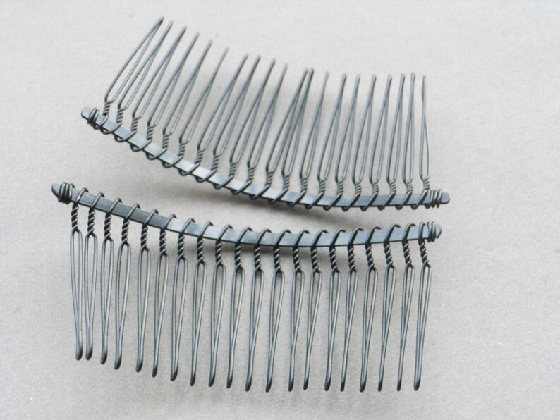 25 PCS Black Tone Wire Hair Combs 20 Teeth 39x75mm Etsy