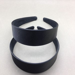 6 pcs 40mm Black Satin Headbands