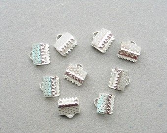 500 pcs of Silver Ribbon Ends Clamps Fasteners Clasps 8mm