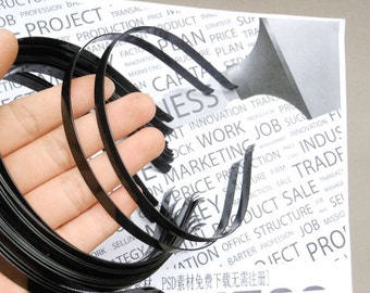 20pcs Metal Headbands 7mm black color with bent end