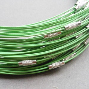 25pcs 18 inch 1mm thickness green stainless steel round choker necklace wires with screw clasps