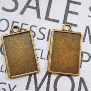 20Pcs 14x21mm antique bronze Plated Brass Cabochon Base frame Pendant Base with Loop