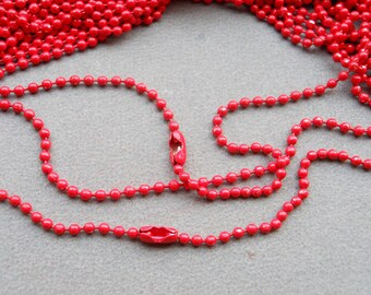 25 pcs (Red) 70cm, 1.5mm Ball Chain Necklaces